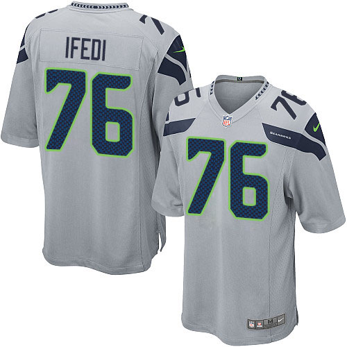 Men's Game Germain Ifedi Nike Jersey Grey Alternate - #76 NFL Seattle Seahawks